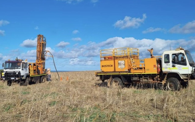 Heavy Minerals ASX HVY Bostech drilling rig Port Gregory maiden drilling campaign garnet